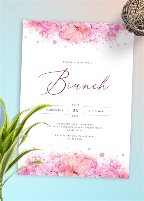 Watercolor Brunch Invitation Template