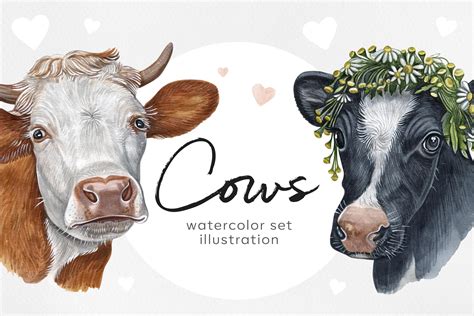 Watercolor Cow Illustration