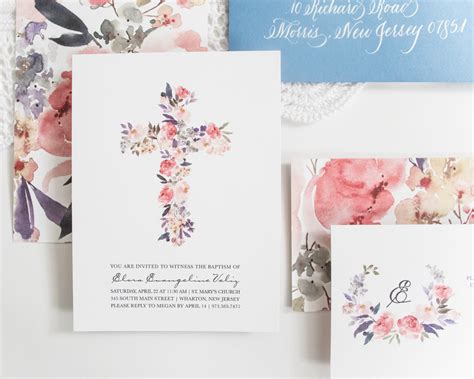 Watercolor Floral Baptism Card