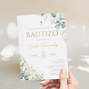 Watercolor Floral Bautizo Invitation Template