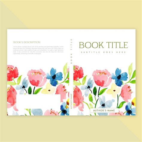 Watercolor floral book cover template