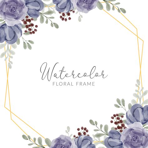 Watercolor floral border template for artistic designs