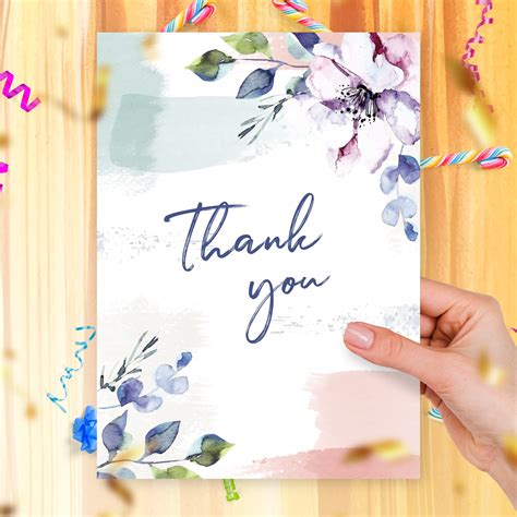 Watercolor Floral Thank You Card