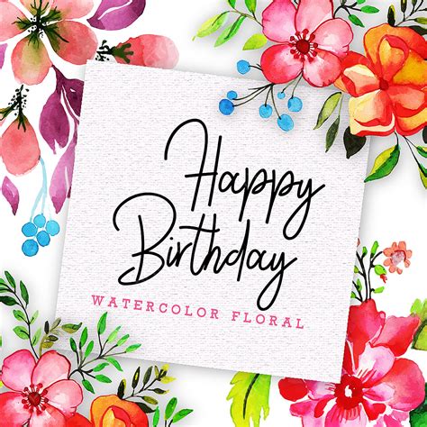 Watercolor Florals Birthday Template