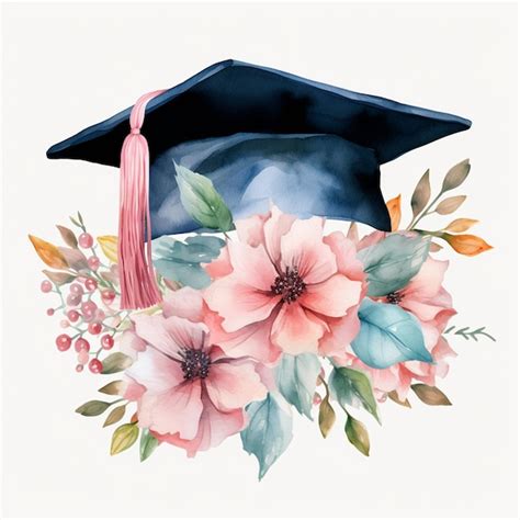 Watercolor graduation cap template