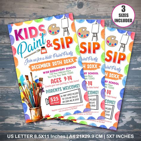 Watercolor Paint and Sip Flyer