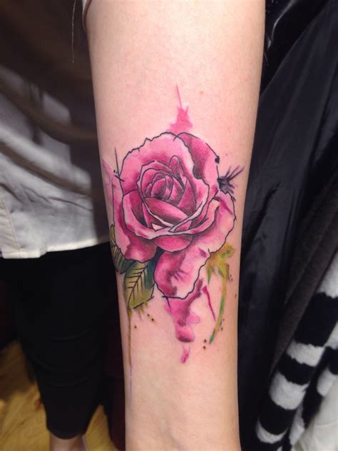 Watercolor rose tattoo design