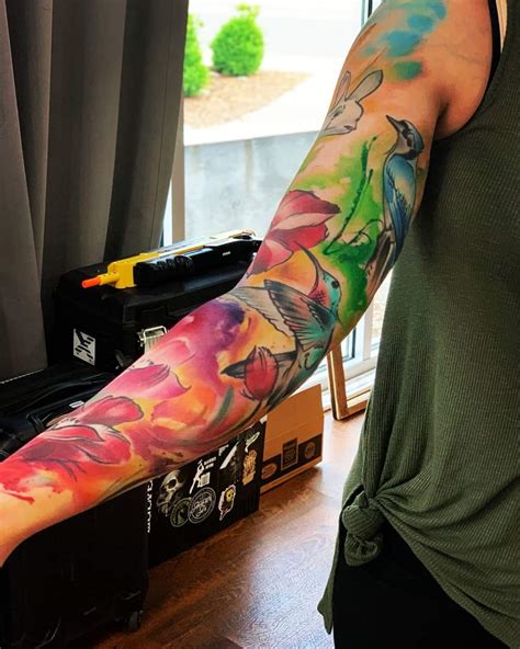 Watercolor Sleeve Tattoo