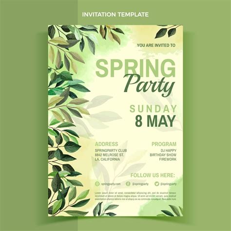 Watercolor Spring Invitation Template