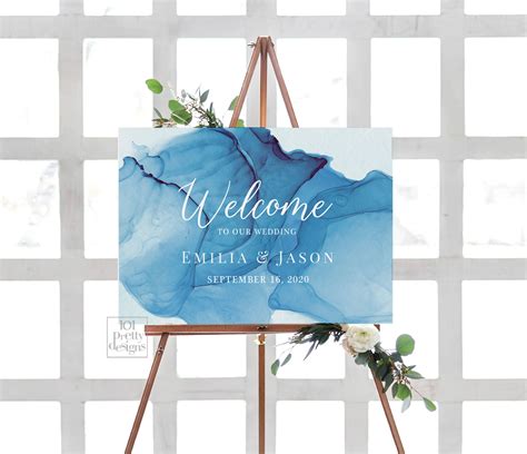 Whimsical Watercolor Wedding Welcome Sign Template