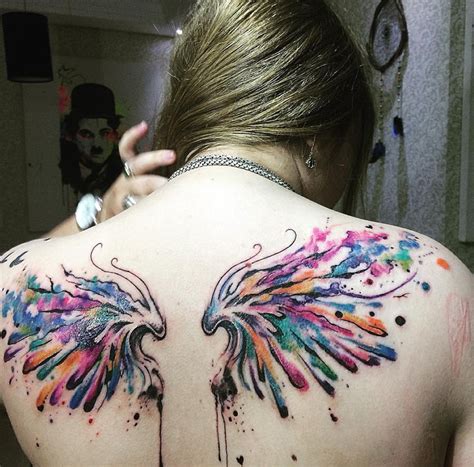 Watercolor Wing Tattoos