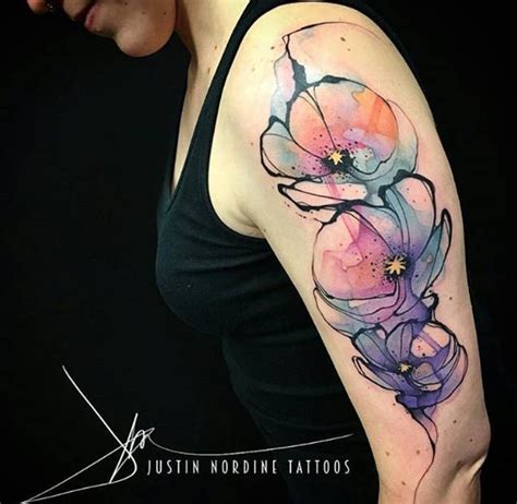 Watercolor half sleeve tattoo design