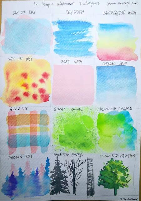 Variety of watercolour painting styles