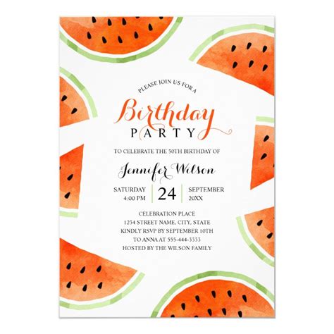 Watermelon Beach Party Invitation Template