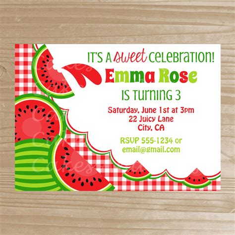 Watermelon Birthday Invitation Template