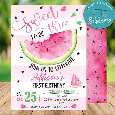 Watermelon Invitation Template 1