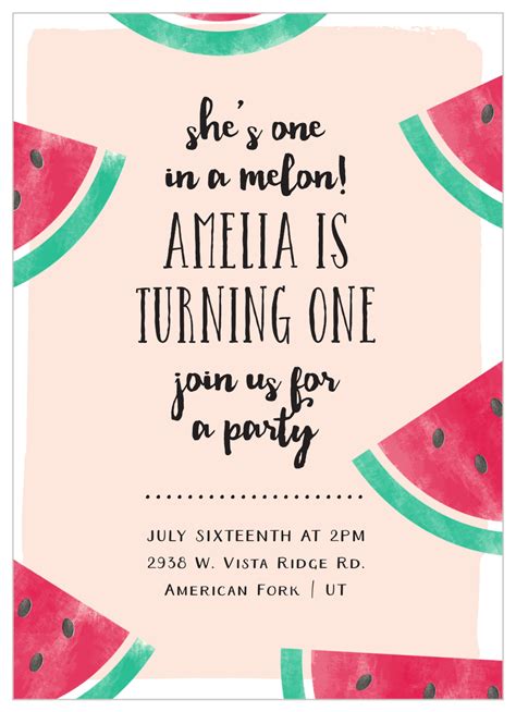 Watermelon Slice Invitation