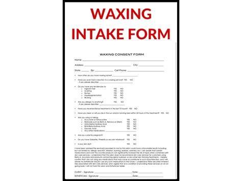 Waxing intake form