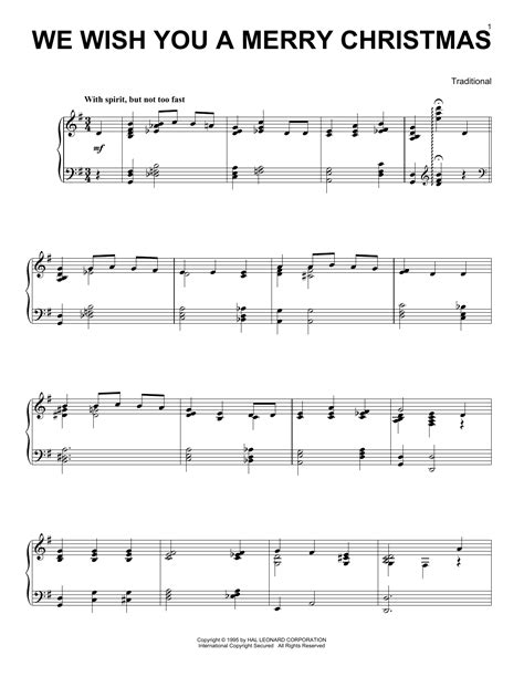 We Wish You a Merry Christmas Piano Sheet Music