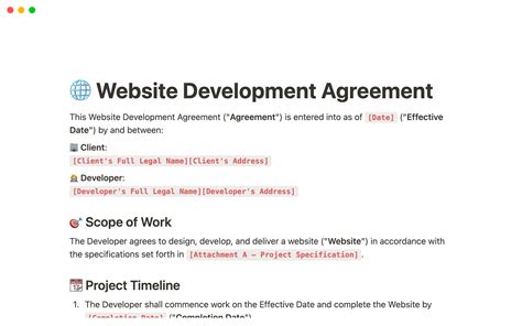 Web Development Service Contract Template