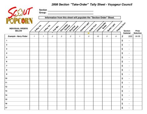 Tally Sheet for Monitoring Website Traffic