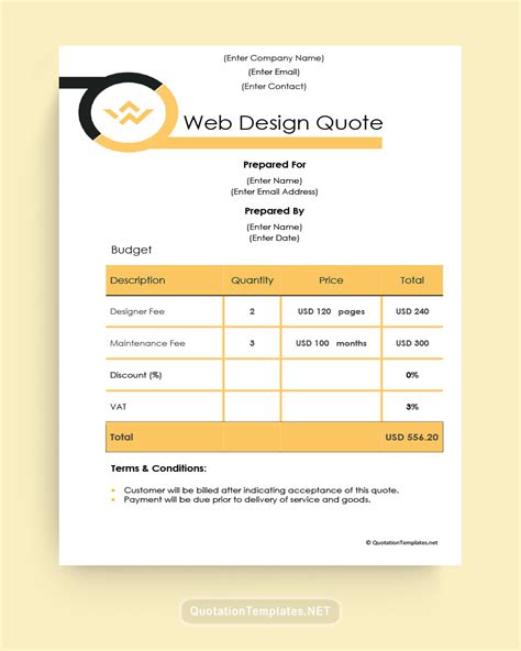 Website Development Quote Template Example