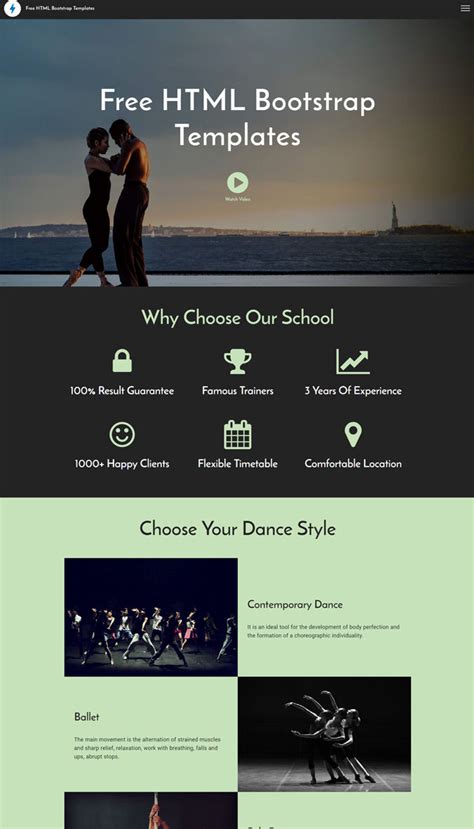 Example of a website template for a fitness site