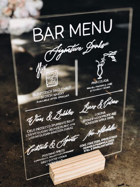 Wedding Bar Menu Ideas