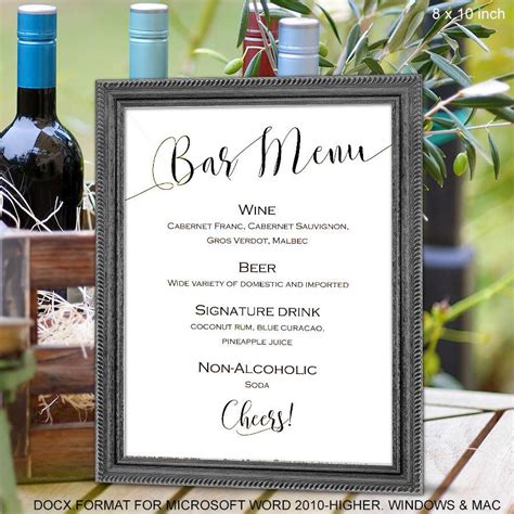 Wedding Bar Signs Templates