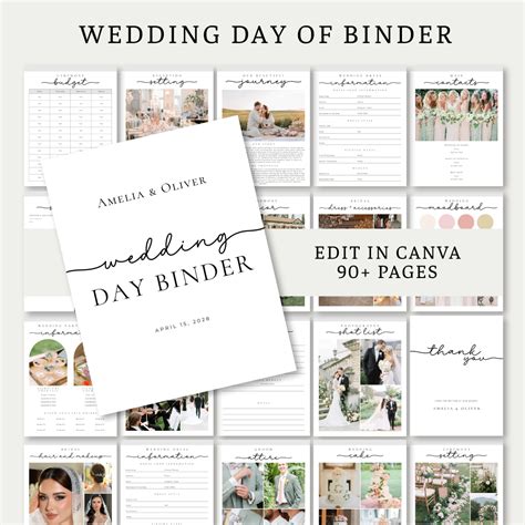 Wedding binder templates