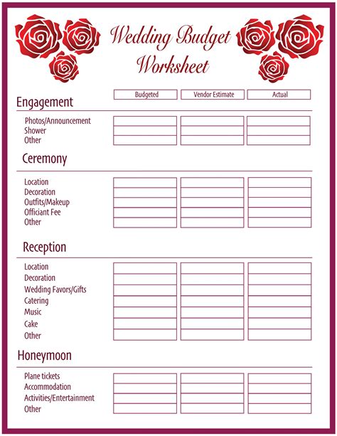 Wedding Budget Template Example 9