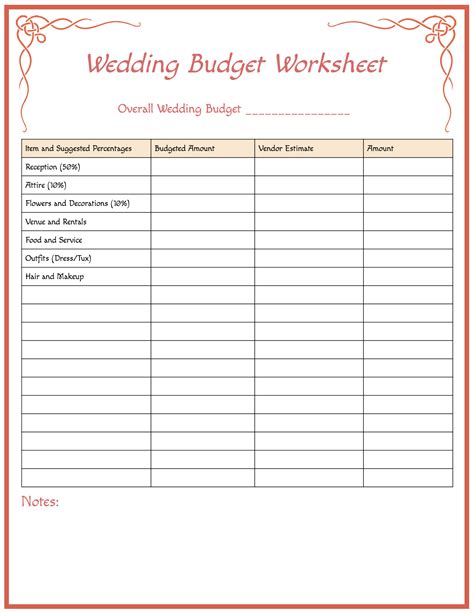 Wedding Budget Template Free