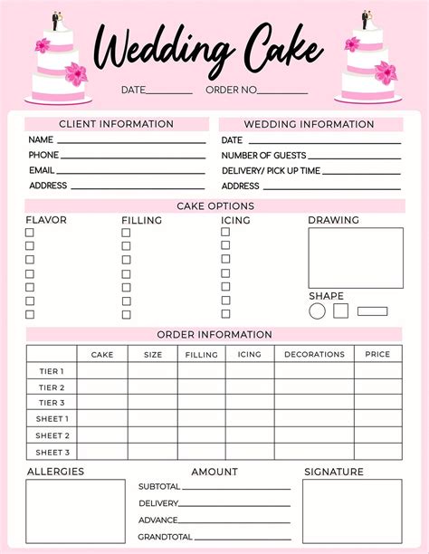 Wedding Cake Order Form