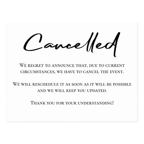 Wedding Cancelation Announcement Templates