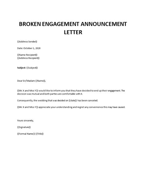 Wedding Cancelation Letter Examples