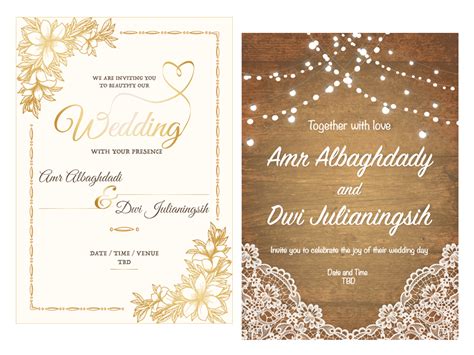 Wedding card template with a modern, minimalist design