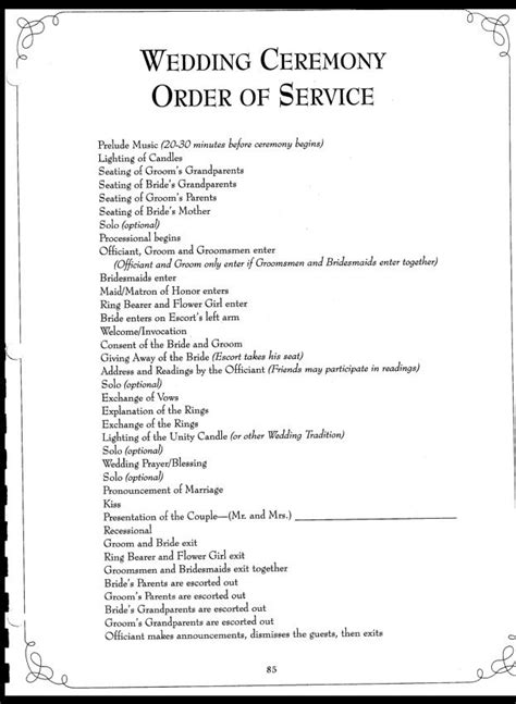 Wedding Ceremony Order of Events