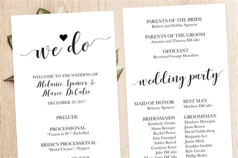 Example of a Wedding Ceremony Pamphlet with a Digital Version