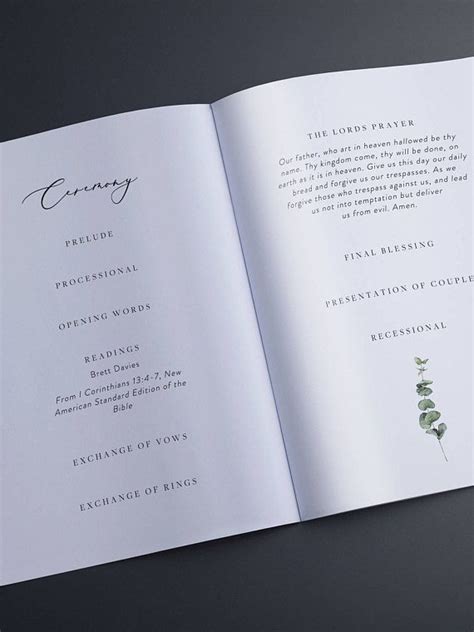 Wedding ceremony pamphlet templates designs and ideas