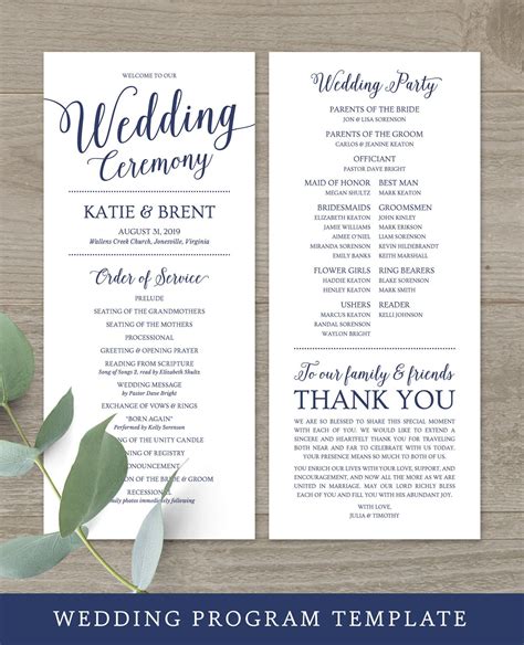 Wedding Ceremony Program Template