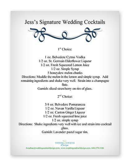 Wedding Cocktail Menu Examples