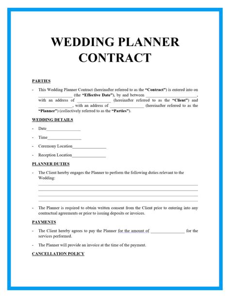 Wedding Contract Templates and Examples