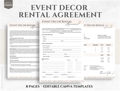 Wedding Decor Rental Agreements