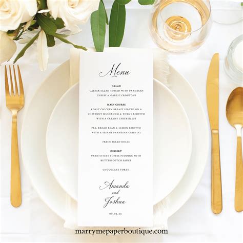 Wedding Dinner Menu Inspiration Formal