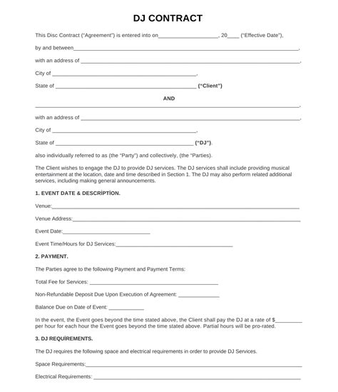 Wedding DJ Agreement Template