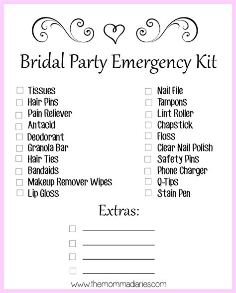 Wedding emergency kit checklist