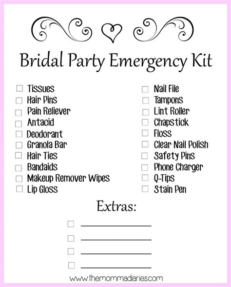 Wedding Emergency Kit Template