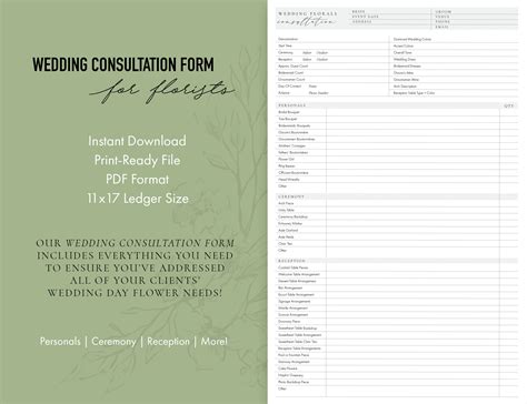 Wedding Flower Consultation Form Template