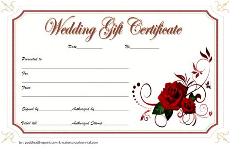 Wedding Gift Certificate Template