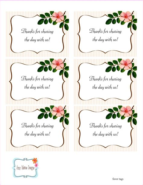 Wedding Gift Tag Template Word